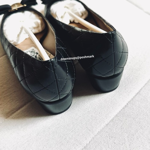 Salvatore Ferragamo Vera Q Signature Bow Quilted Low Block Heel Pumps - Picture 5 of 11